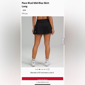 Lululemon Pace Rival Mid Rise Tennis/Golf/Active Skirt Size 4